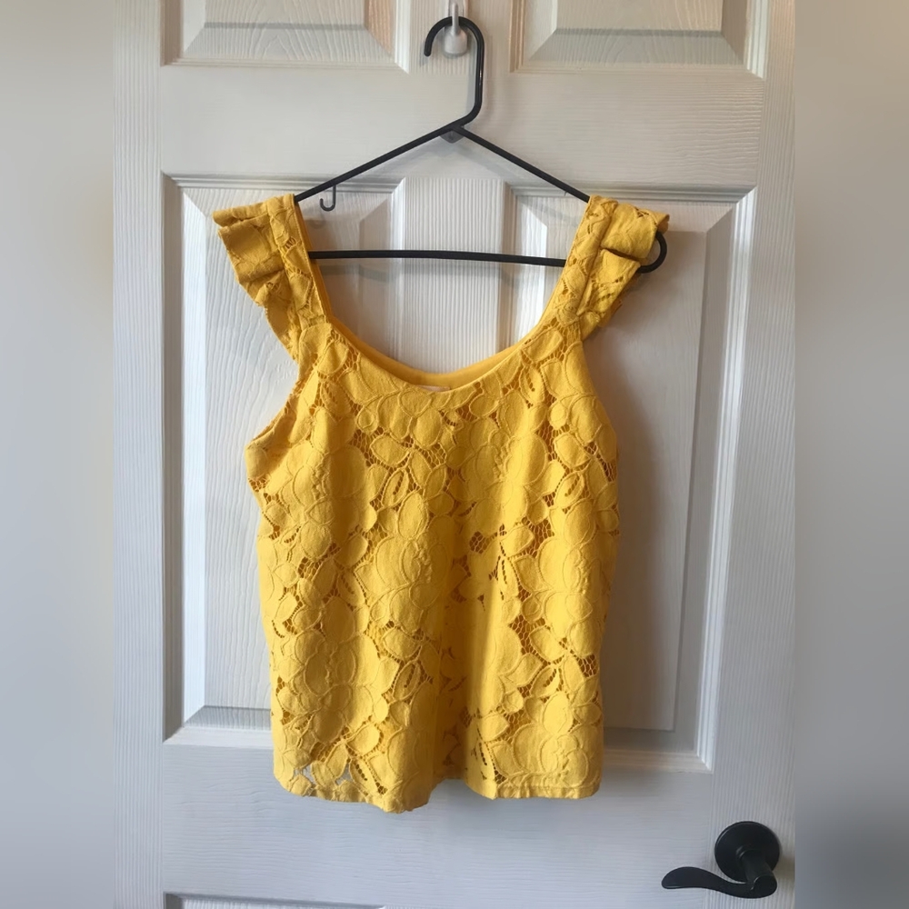Yellow Lace Sleeveless Top